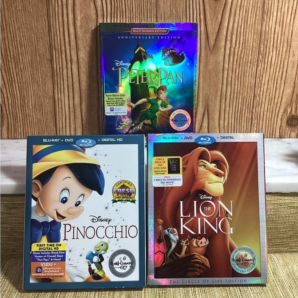 Disney Blu-ray Set: Peter Pan, Pinocchio, The Lion King